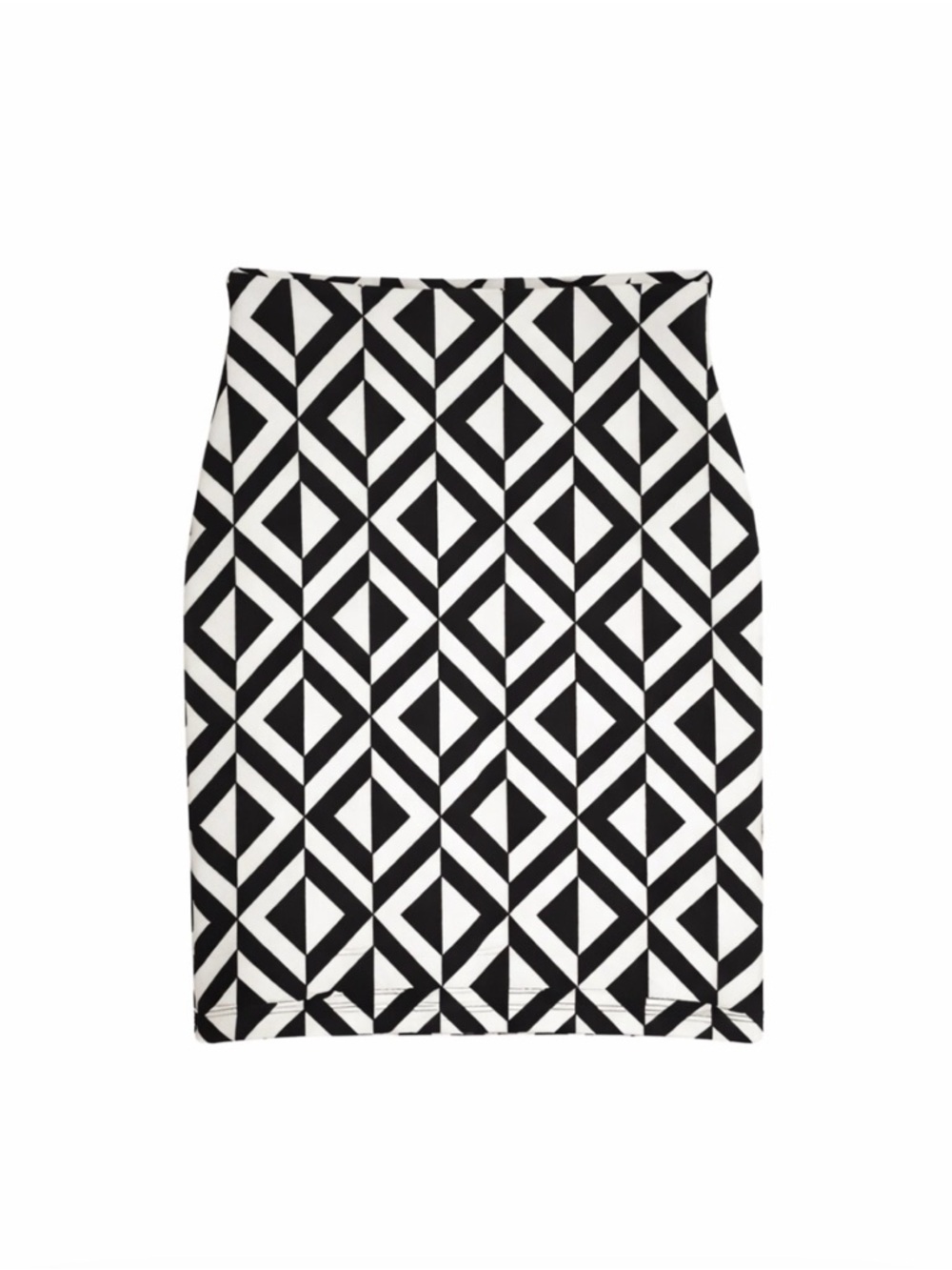 UK2LA Black and White Geometric Pencil Skirt - Size S